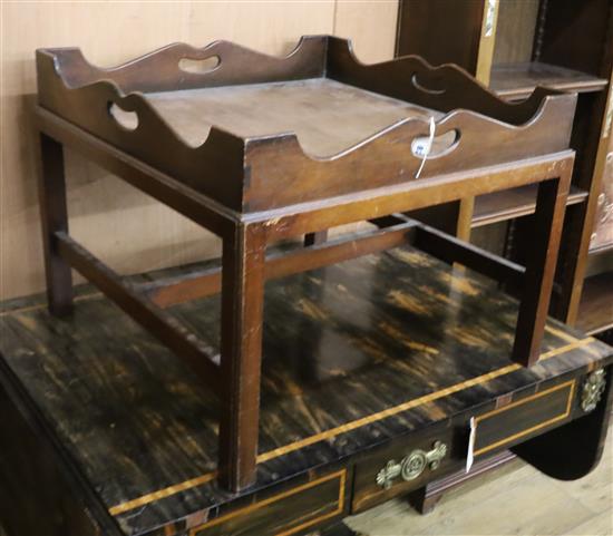 A George III style tray top occasional table on stand W.62cm